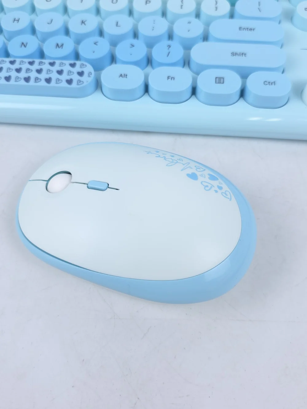 Wireless Keyboard and Mouse Mixed Blue Retro Style Round Key